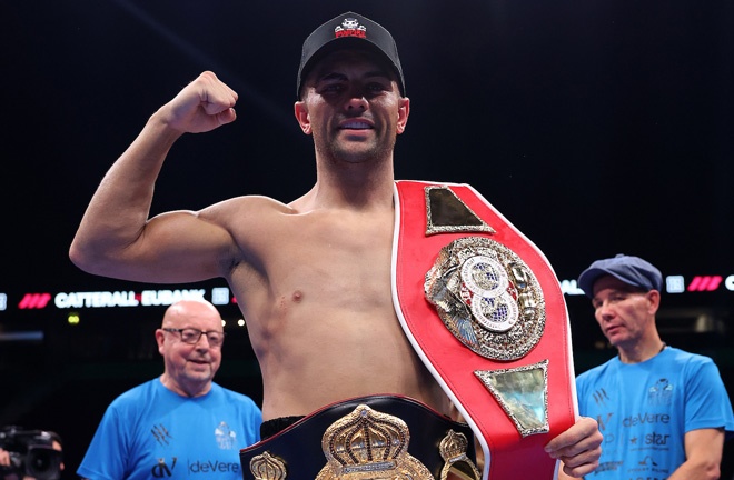 Catterall returned to winning ways and picked up two belts Photo Credit: Mark Robinson Matchroom Boxing