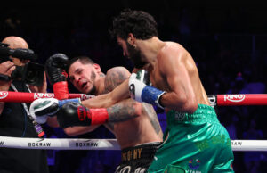 Hamzah Sheeraz demolished Edgar Berlanga in five rounds in New York Photo Credit: Golden Boy/Cris Equeda
