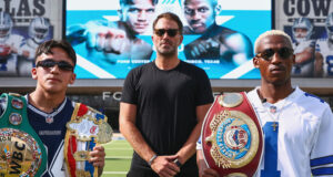 Jesse Rodriguez and Phumelela Cafu meet for the WBC and WBO super flyweight titles in Texas on Saturday Photo Credit: Melina Pizano/ Matchroom