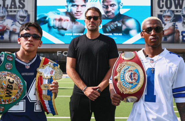 Jesse Rodriguez and Phumelela Cafu meet for the WBC and WBO super flyweight titles in Texas on Saturday Photo Credit: Melina Pizano/ Matchroom Jesse Rodriguez and Phumelela Cafu meet for the WBC and WBO super flyweight titles in Texas on Saturday Photo Credit: Melina Pizano/ Matchroom