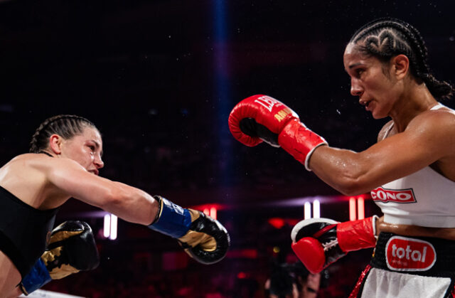 Katie Taylor overcame Amanda Serrano for a third time in New York on Friday Photo Credit: Esther Lin/MVP Katie Taylor overcame Amanda Serrano for a third time in New York on Friday Photo Credit: Esther Lin/MVP