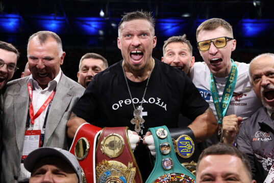 Oleksandr Usyk knocked out Daniel Dubois in the fifth round of their rematch to become the undisputed heavyweight champion at Wembley Stadium Photo Credit: Queensberry/Leigh Dawney