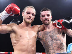Jack Rafferty and Mark Chamberlain fought to a draw over twelve rounds. credit: Leigh Dawney/ Queensberry