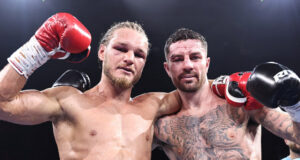 Jack Rafferty and Mark Chamberlain fought to a draw over twelve rounds. credit: Leigh Dawney/ Queensberry