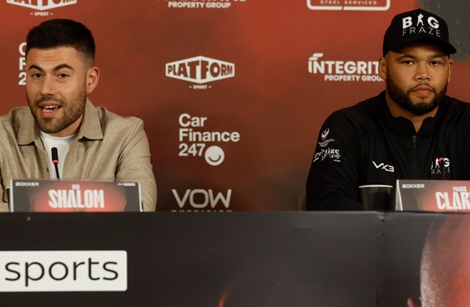 Shalom alongside Clarke who he has promoted since debut Photo Credit: Lawrence Lustig/BOXXER