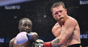 Terence Crawford beat Canelo Alvarez on points to become the undisputed super middleweight champion in Las Vegas Photo Credit: AP Photo/David Becker