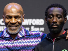 Mike Tyson is hopeful that Terence Crawford will beat Canelo Alvarez in Las Vegas on Saturday Photo Credit: Ryan Hafey/Premier Boxing Champions