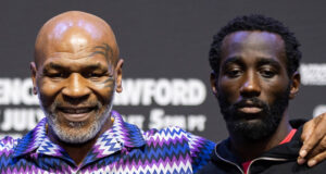 Mike Tyson is hopeful that Terence Crawford will beat Canelo Alvarez in Las Vegas on Saturday Photo Credit: Ryan Hafey/Premier Boxing Champions