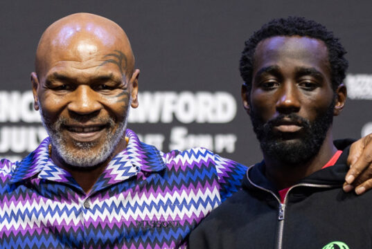 Mike Tyson is hopeful that Terence Crawford will beat Canelo Alvarez in Las Vegas on Saturday Photo Credit: Ryan Hafey/Premier Boxing Champions