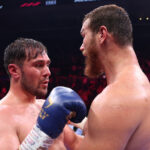 Allen and Makhmudov embrace after their battle Photo Credit: Mark Robinson Matchroom Boxing