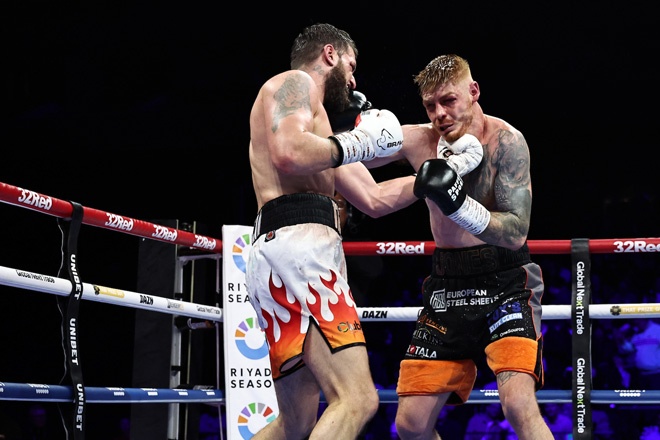 Liam Cameron got back to winning ways against Troy Jones yesterday Credit: Leigh Dawney/ Queensberry