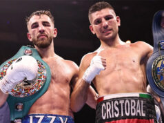 Spoils are shared between Collins and Lorente in Glasgow. Credit: Leigh Dawney/ Queensberry