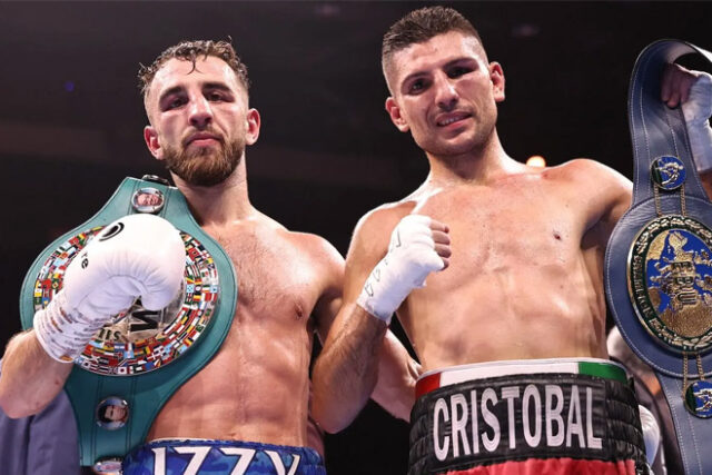 Spoils are shared between Collins and Lorente in Glasgow. Credit: Leigh Dawney/ Queensberry