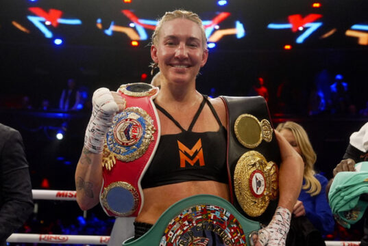 Mikaela Mayer beat Mary Spencer to become unified super welterweight world champion in Canada on Thursday Photo Credit: Vitor Munhoz/Eye Of The Tiger