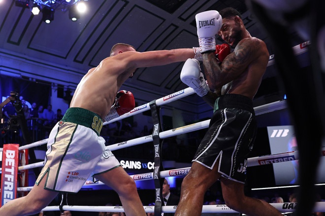 Jimmy Sains got the job done at york hall. credit: Mark Robinson Matchroom Boxing.