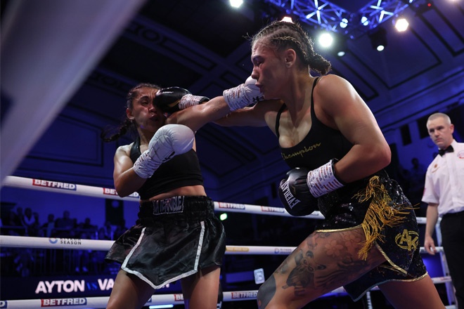 Tiah Mae Ayton picked up her third stoppage win credit: Mark Robinson Matchroom Boxing.
