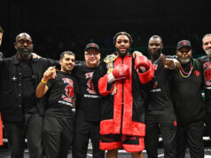 Jeamie TKV with his team after Frazer Clarke win Credit: BOXXER/ Chris Dean
