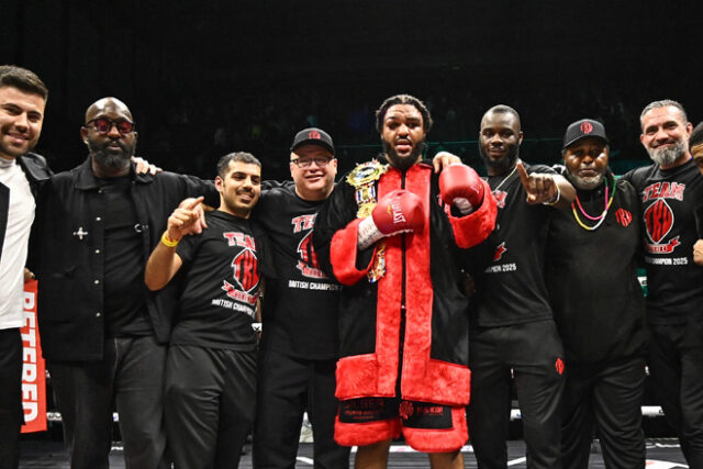 Jeamie TKV with his team after Frazer Clarke win Credit: BOXXER/ Chris Dean Jeamie TKV with his team after Frazer Clarke win Credit: BOXXER/ Chris Dean
