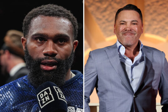 Jaron Ennis responded to Oscar De La Hoya advising him not to attend Vergil Ortiz Jr vs Erickson Lubin Photo Credit: Emma Brawley/Matchroom/Cris Equeda/Golden Boy