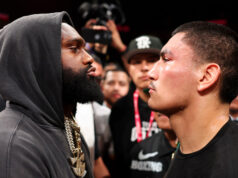 Vergil Ortiz Jr and Jaron Ennis came face-to-face Photo Credit: Golden Boy Promotions / Cris Esqueda