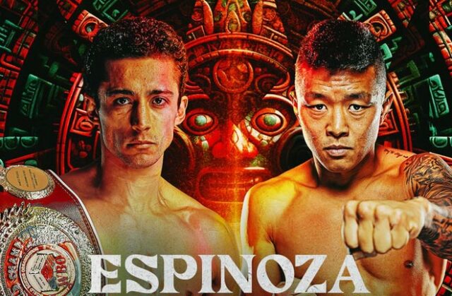Rafael Espinoza defends his WBO featherweight world title against Arnold Khegai in Mexico on Saturday Photo Credit: Top Rank Rafael Espinoza defends his WBO featherweight world title against Arnold Khegai in Mexico on Saturday Photo Credit: Top Rank