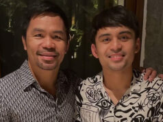 Manny Pacquiao with his son, Jimuel ahead of his proffesional debut credit: instagram