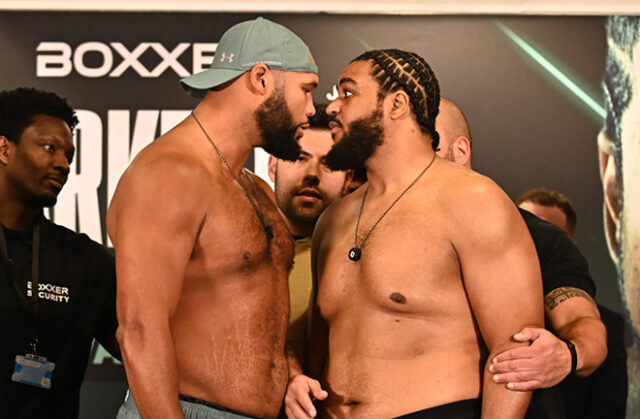 Frazer Clarke and Jeamie TKV had to be separated ahead of their clash Photo Credit: Chris Dean/BOXXER Frazer Clarke and Jeamie TKV had to be separated ahead of their clash Photo Credit: Chris Dean/BOXXER