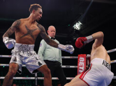Ben Whittaker destroyed Benjamin Gavazi in the first round in Birmingham Photo Credit: Mark Robinson Matchroom Boxing