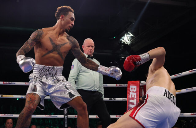 Ben Whittaker destroyed Benjamin Gavazi in the first round in Birmingham Photo Credit: Mark Robinson Matchroom Boxing Ben Whittaker destroyed Benjamin Gavazi in the first round in Birmingham Photo Credit: Mark Robinson Matchroom Boxing