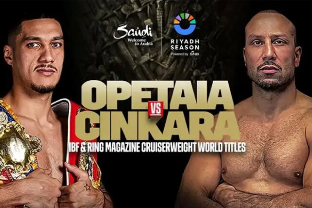 Jai Opetaia vs Huseyin Cinkara fight poster Credit: Ring Magazine Jai Opetaia vs Huseyin Cinkara fight poster Credit: Ring Magazine