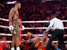 Anthony Joshua knocked out Jake Paul in the sixth round in Miami Photo Credit: Megan Briggs / Getty Images for Netflix