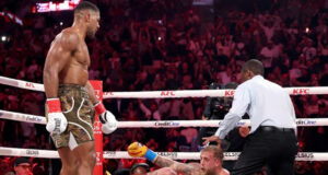 Jake Paul is knocked down in the sixth round by Anthony Joshua during their heavyweight bout at Kaseya Center on December 19, 2025, in Miami, Florida, United States. (Photo: Getty Images for Netflix)