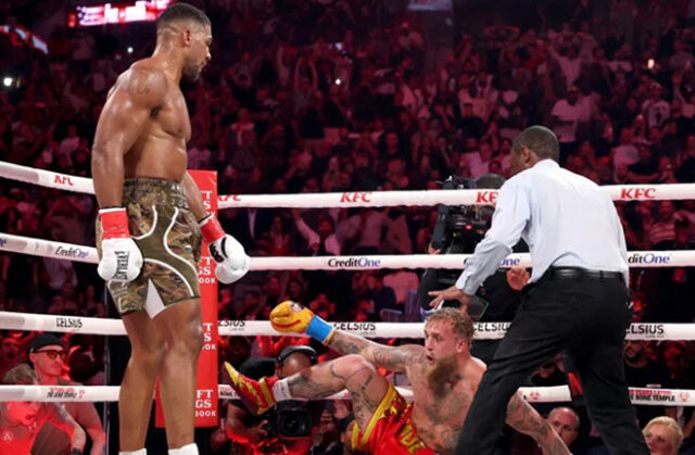 Jake Paul is knocked down in the sixth round by Anthony Joshua during their heavyweight bout at Kaseya Center on December 19, 2025, in Miami, Florida, United States. (Photo: Getty Images for Netflix) Jake Paul is knocked down in the sixth round by Anthony Joshua during their heavyweight bout at Kaseya Center on December 19, 2025, in Miami, Florida, United States. (Photo: Getty Images for Netflix)