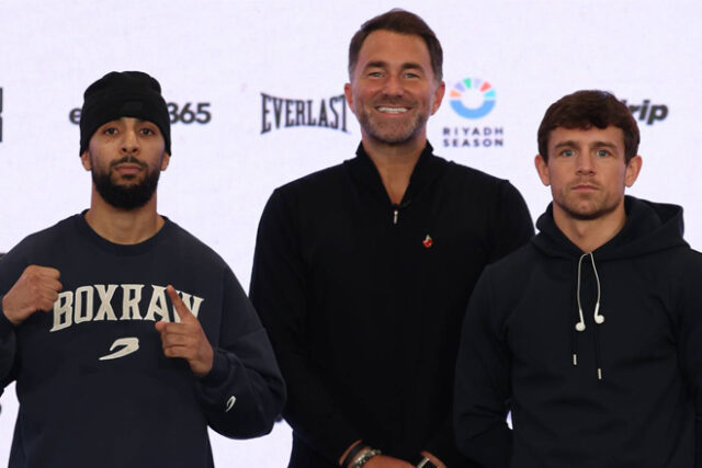 Peter McGrail & Shabaz Masoud face off ahead of their Monaco clash Credit: Matchroom/ Mark Robinson