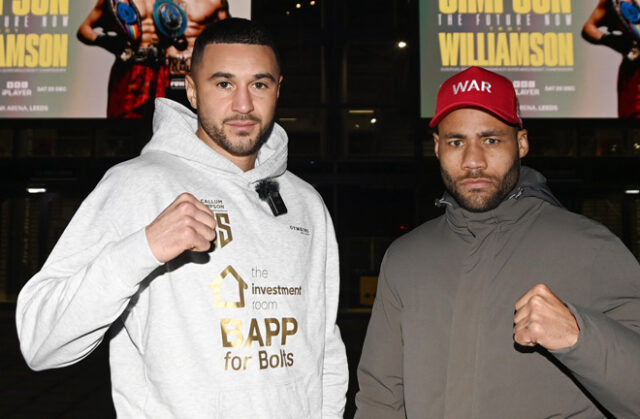 Callum Simpson battles Troy Williamson in Leeds on Saturday, live on BBC Three Photo Credit: Chris Dean/BOXXER Callum Simpson battles Troy Williamson in Leeds on Saturday, live on BBC Three Photo Credit: Chris Dean/BOXXER