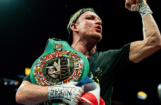 Dalton Smith becomes the new WBC super lightweight world champion. Photo: Mohsin Hussain/Matchroom Boxing