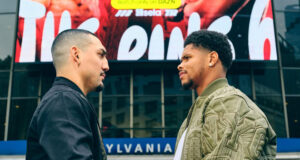 Teofimo Lopez and Shakur Stevenson face off ahead of their fight on the 31st Credit: Turki/ Instagram