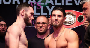 Josh Kelly weighed in heavier than Bakhram Murtazaliev at Friday's weigh in Photo Credit: Mark Robinson Matchroom Boxing