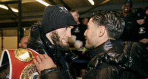 Bakhram Murtazaliev and Josh Kelly came face-to-face ahead of their world title showdown Photo Credit: Mark Robinson Matchroom Boxing
