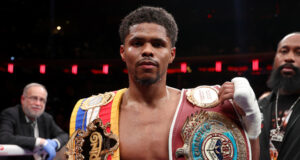 Stevenson celebrates winning the WBO and Ring super lightweight titles Photo Credit: Cris Esqueda Matchroom Boxing