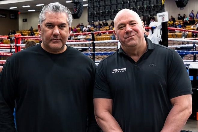 Dana White and Nick Khan from Zuffa Boxing together in a photo. Source: Instagram