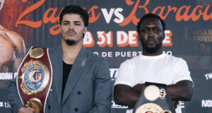 Xander Zayas meets Abass Baraou in a super welterweight title unification on Saturday in Puerto Rico Photo Credit: Top Rank