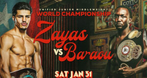 Xander Zayas and Abass Baraou clash in a super welterweight unification on Saturday in Puerto Rico Photo Credit: Top Rank