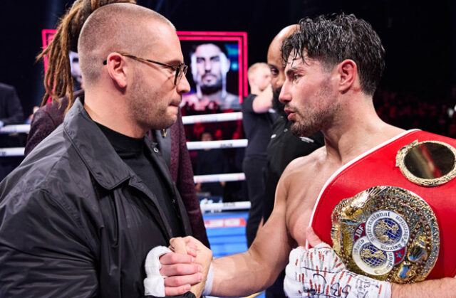 Josh Kelly with his IBF world title. Credit: Mark Robinson/ Matchroom Boxing