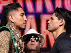 Mario Barrios and Ryan Garcia clash in Las Vegas on Saturday Photo Credit: Cris Equeda/Golden Boy/Getty Images