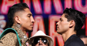 Mario Barrios and Ryan Garcia clash in Las Vegas on Saturday Photo Credit: Cris Equeda/Golden Boy/Getty Images
