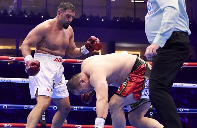 Zhang hasn't fought since losing to Kabayel last February. Photo: Mark Robinson Matchroom Boxing