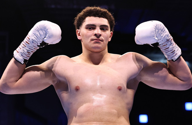 Heavyweight prospect Adam Olaniyan made his professional debut. Photo credit: Queensberry/Leigh Dawney