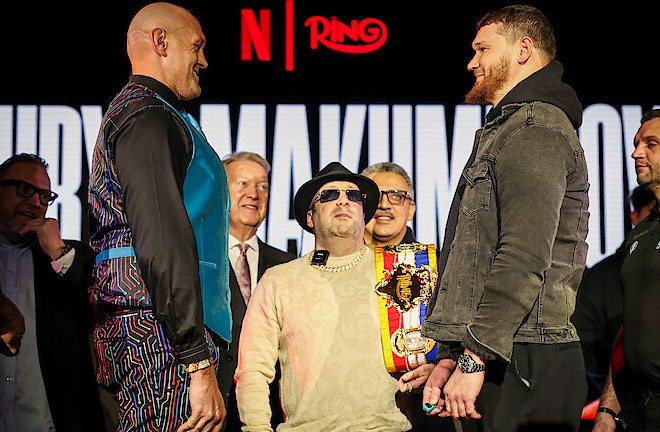 Fury returns to match against Makhmudov on April 11 at Tottenham Hotspur Stadium Photo: Richard Pelham/Getty Images for Netflix