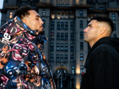 Ben Whittaker face-to-face with Braian Suarez ahead of their clash in Liverpool on Saturday Photo Credit: Matchroom Boxing